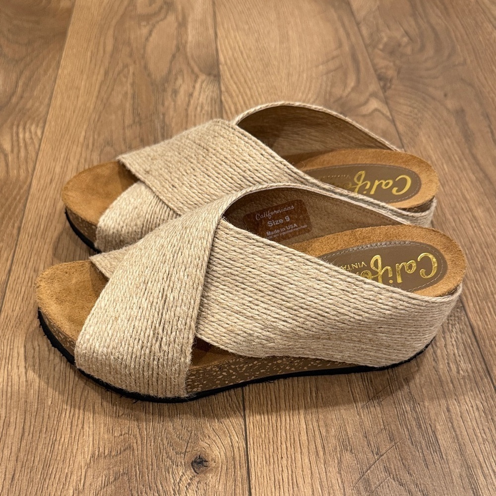 Californians Vintage Collection Women’s Georgia Jute Wedge Sandal Beige Size 8-9